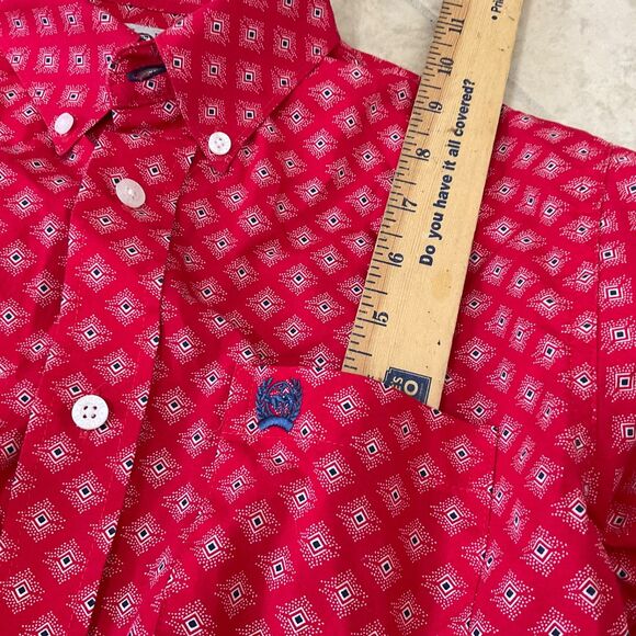 Cinch Boys Button Up Long Sleeve Shirt Red Size Large Boy 12 Rodeo Cowboy pocket - Picture 11 of 13
